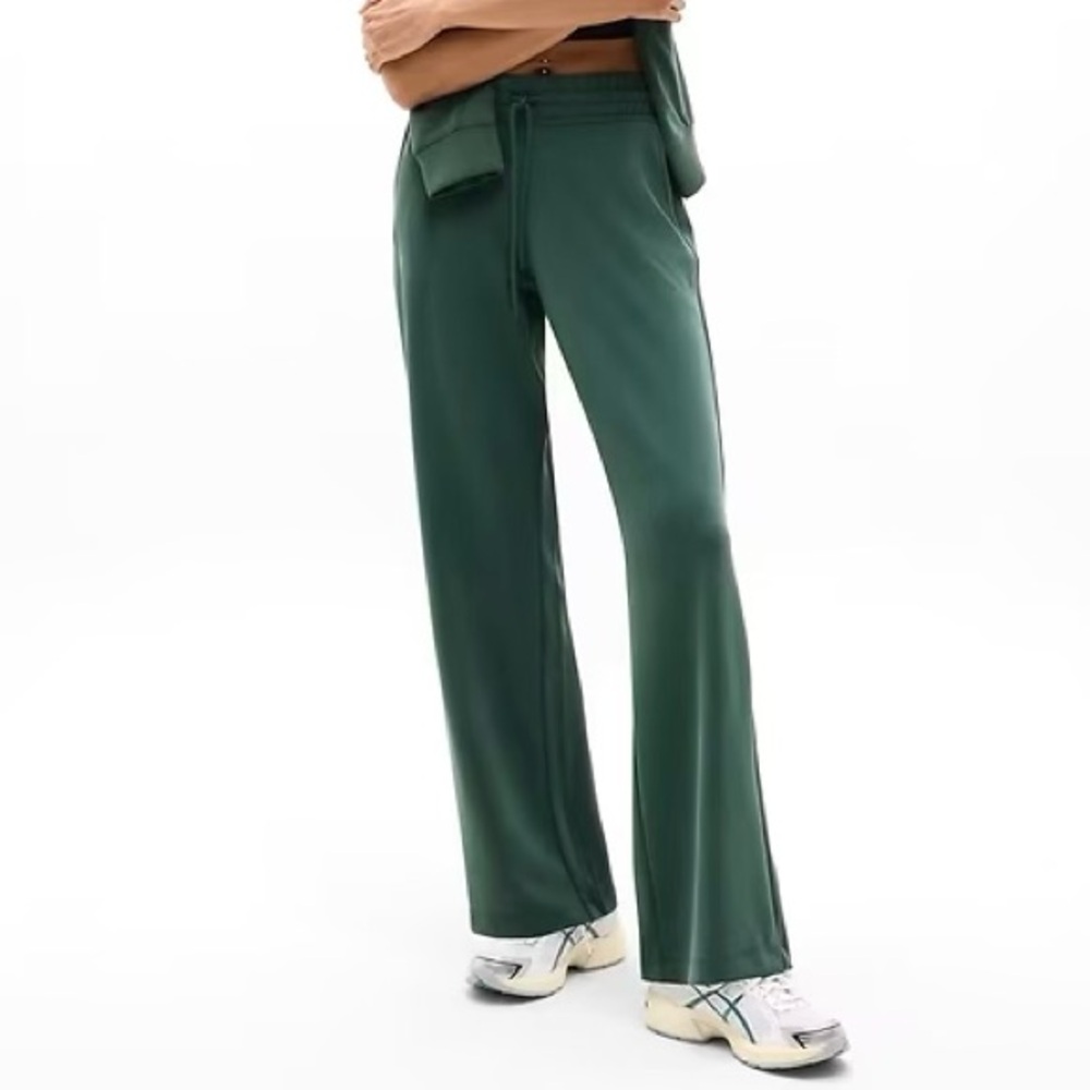 Athleta Seasoft Mid Rise Straight Pants Women’s Size L Drawstring Waist Pine